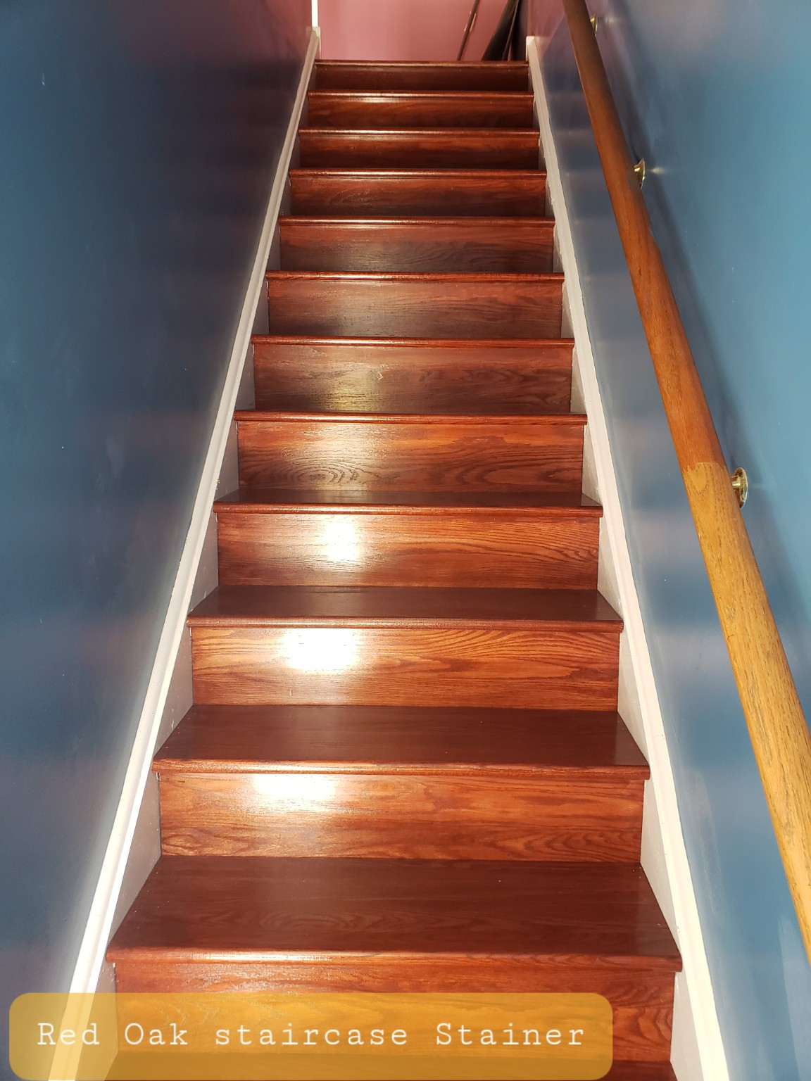 Refinished red oak staircase
